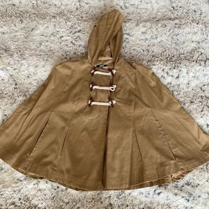Khaki Hooded Canvas Cape/Jacket